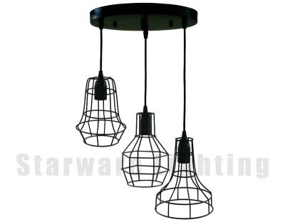 China New Style Vintage Fabric Metal Birdcage Pendant Light Industrial Chandelier Decorative Indoor Lighting for sale