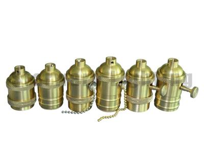 China Screw Lamp Accessories E27/E26 Pendant Brass Lampholder With Rotary Switch Copper Lampholder for sale