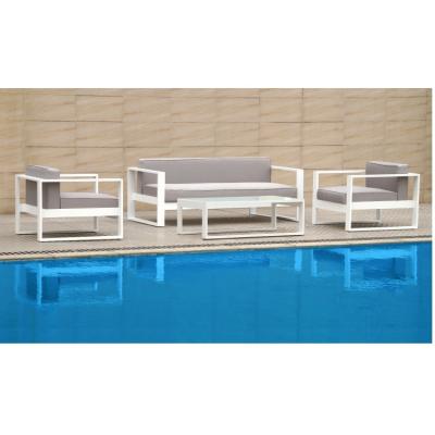 China Durable Aluminum Outdoor Patio Furniture Sofa Set Home Hotel Patio Modern Design Garden Furniture With Waterproof Cushions for sale