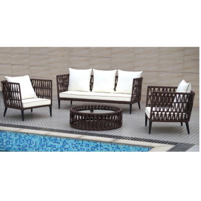 China Contemporary Classic Outdoor Garden Wicker Rattan Garden Rope Sofa Sets Wicker Sofa Table And Lounge Chair for sale