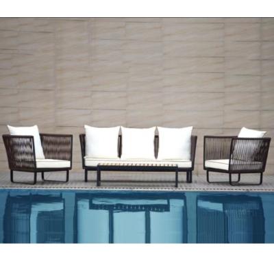 China Contemporary Factory Hot Sale Outdoor Aluminum Patio Furniture Garden Rope Sofa Set for sale