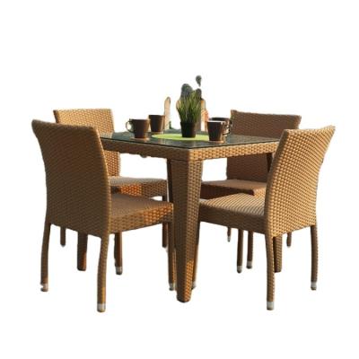 China UV-Resistant Modern Outdoor Metal Dining Chair Rattan All Weather Garden Chairs Table Dining Set for sale