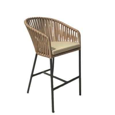 China Garden furniture restaurant PE rattan bar chair UV resistant high quality outdoor bar stool for hotel resort for sale