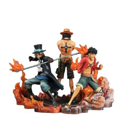 China Cartoon Toy Anime Group Three Brothers Luffy Sabo Ace Flame Boxed Decoration Model Action Figure One Piece Toys for sale