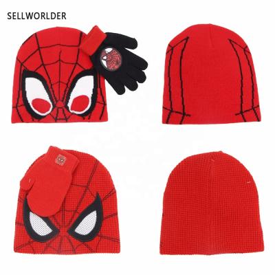 China 2020 COMMON Kids Winter Cartoon Character 2 Styles Spiderman Hat 2pcs Hat Sets for sale