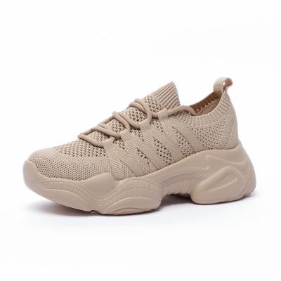 China Fashion Trend Breathable Mesh Athletic Sports Walking Shoes With Lace Platform Women Clunky Sneaker for sale