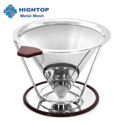 China Sustainable Unique Cone Stainless Steel Coffee Filter /Clever Coffee Dripper /Drip Coffee Maker With Handle for sale