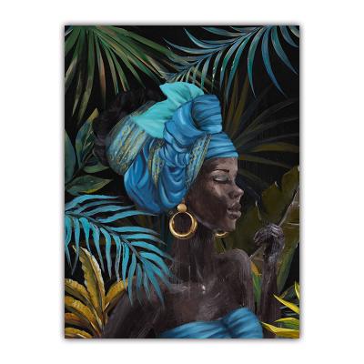 China Modern Unique Original Design Girl Oil Painting 100% Hand Painted Whole African Indoor Decorative Wall Painting for sale