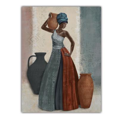 China Pure Handmade High Quality Original African American Women Style Oil Painting Decorative Painting For Wall Art for sale