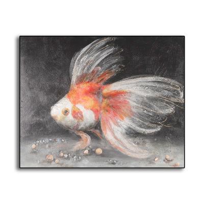 China Beautiful Abstract Little Fishes In Water Animal Oil Painting Decorative Hand Made Wall Art For Indoor Home Hotel for sale