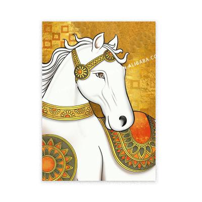 China Modern Most Popular White Horse Animal Hand Made Artwork Oil Painting For Hotel Bars Bedroom Wall Home Decoration for sale