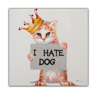 China Modern Wholesale Handmade Small Cat Animal Oil Painting With Frame Decorative Oil Painting For Wall Art for sale