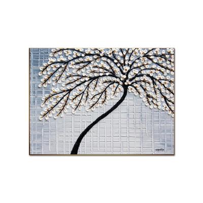 China 100% Hand Painted Modern Popular Texture Knife Tree Heavy Oil Painting For Lobby Hotel Home Decoration for sale