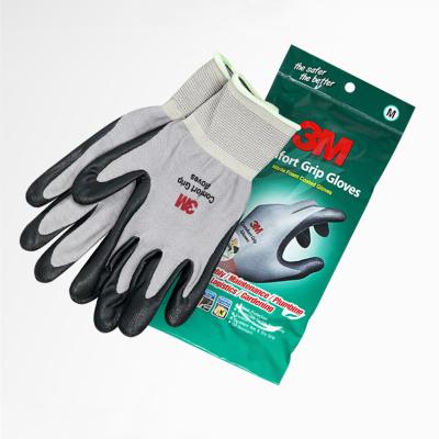 China General hardware handling; handling of small parts; 3M Comfort Grip Nitrile Nylon Material Carpentry Gloves Gray S/M/L/XL Size 1 Pair / Bag for sale