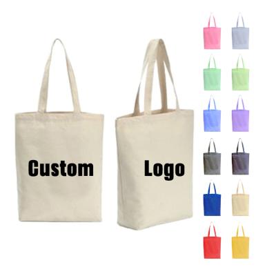 China Plain Empty Canvas Cotton Reusable Promotional Personalized Reusable Shopping Tote Bags With Custom Printed Logo for sale