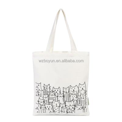 China Cream White Cotton Large LOGO Custom Printing Reusable Canvas Tote Bag Wholesale Advertising Reusable for sale