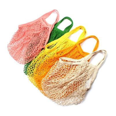 China Reusable wholesale portable supermarket fruit cotton stain cotton mesh shopping bag for sale