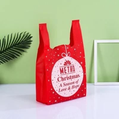 China D Reusable Eco Friendly Reusable With You U Die Cut Non Woven T Shirt Bag Vest Bag for sale