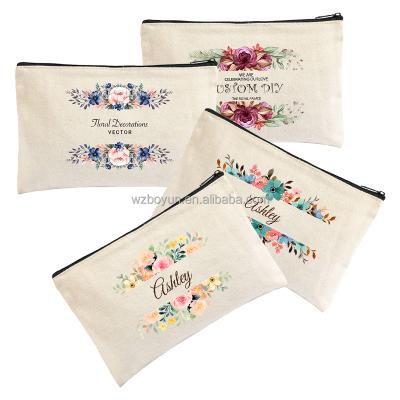 China Custom Reusable Custom Bridal Wedding Party DIY Gifts Canvas Makeup Zipper Cosmetic Pouch Bridal Bridesmaid Bag for sale