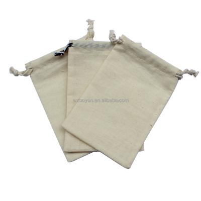 China Recyclable Accept Customized Logo And Size 100% Cotton Drawstring Bag Lace Gift Promotional Cream Pouch for sale