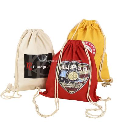 China Customized Recyclable Student Beam Cotton Canvas Drawstring Backpack Bag Pouch Wholesale for sale