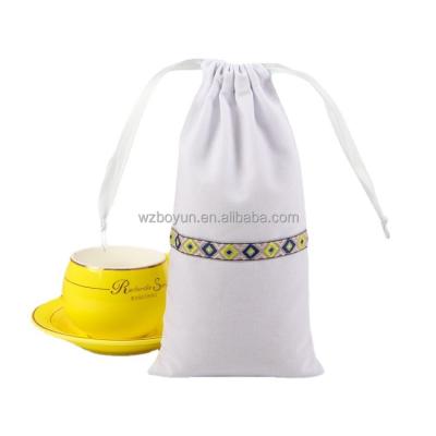 China Wholesale Printable Logo Drawstring Pocket Creative Canvas Cotton Canvas Storage Bag Recyclable Supply for sale