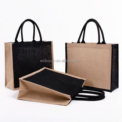 China Natural Tote Women Burlap Fashion Shopping Bag Jute DIY Painting Handbag Reusable Fashion Pouch Gift Bag for sale