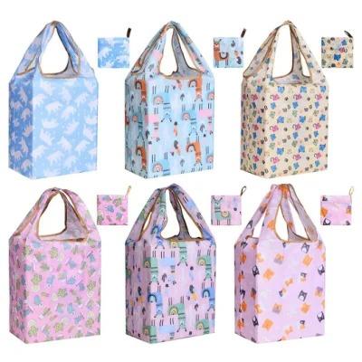 China Sturdy Reusable Light Weight Ripstop Eco-Friendly Waterproof Foldable Grocery Totes Pocket Reusable Shopping Bags for sale