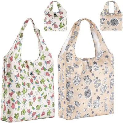 China Reusable Washable Foldable Bags Tote Grocery Shopping Bags Reusable Portable Service Light Weight Handbag Product Bags for sale