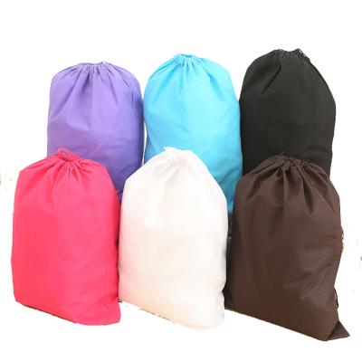 China Large Logo Travel Pouch Portable Tote Drawstring Storage Reusable Customized Nonwoven Laundry Bag for sale