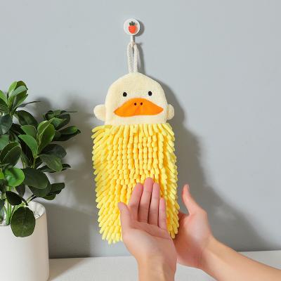 China Cute and cute shape Soft Children's Animal Hanging Face Towel Chenille Hand Towel for sale