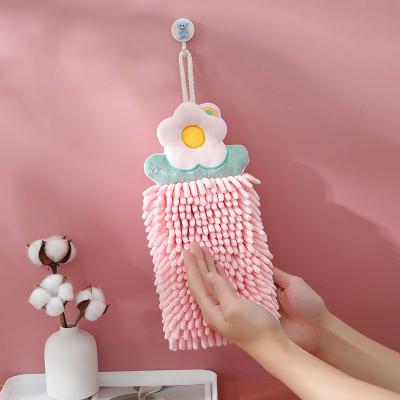 China Soft Chenille Chenille Hand Towel For New Year Absorbent Bathroom Kitchen Hand Towel With Loop for sale