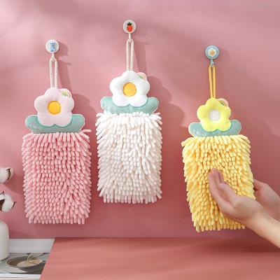 China Soft Chenille Chenille Cute Cartoon Embroidery Fast Dry Soft Lint-free Household Kitchen Bathroom Hand Towel for sale