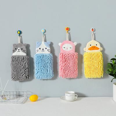 China Cute and cute shape Funny Pig Bear Washcloths Absorbent Thick Kitchen Bathroom Microfiber Towel Cute Carton Chenille Hanging Hand Towels for sale