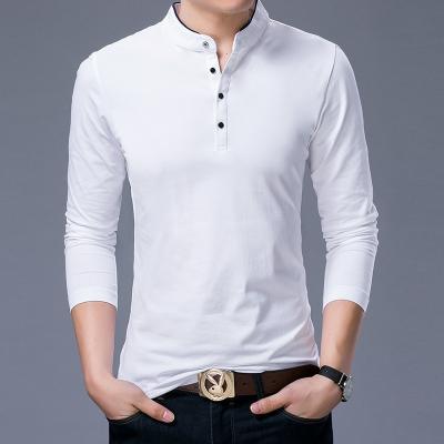 China Custom Made Anti-wrinkle Fashion Design Collarless Long Sleeve Polo Shirts For Men for sale