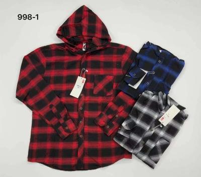 China Hot Selling Anti-Shrink Blouse For Men 2021 Autumn New Trendy Hooded Long Sleeve Plaid Printed Men's Casual Loose Shirt for sale