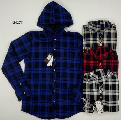 China 2021 new softly hooded plaid wholesale made in china men's casual long sleeve shirt for sale