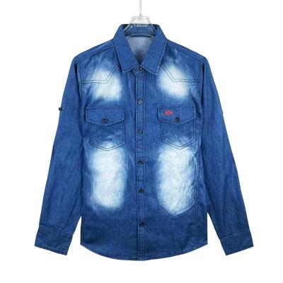 China Wholesale Anti-pilling Cowboy Spring Denim Jeans Shirts For Men Slim Long Sleeve for sale