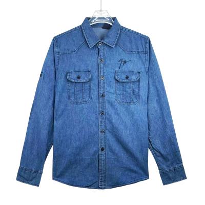 China New Fashion Men's Autumn Long Sleeve Shirt Cowboy Slim Shirt for sale