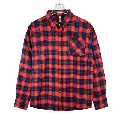 China Soft Sizes Are Available 2021 New Fashion Men Red/White Plaid Shirt Long Sleeve for sale