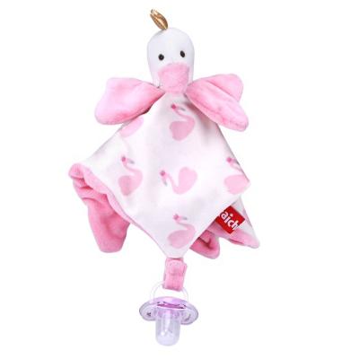 China Hot Selling Plush Swan Infant Towel With Pacifier Soothing Toys K999-326B for sale