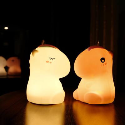 China Modern High Quality Cute Home Decoration Kids Mini Size Led Lamp Unicorn Silicone Night Light For Babies for sale