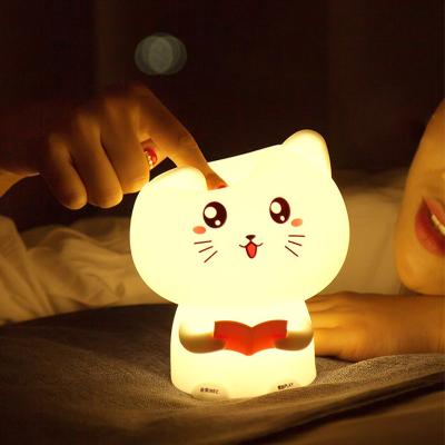 China New Modern Design Portable Cute Cat Silicone Night Light with Touch Silicone Night Light for Kids for sale