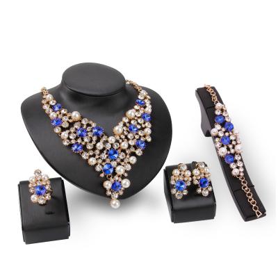 China High quality 2021 new fashion jewelry sets Christmas gift gold silver rose gold four-piece necklace earrings and bracelets for sale