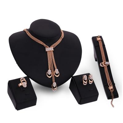 China 2021 High Quality Fashion Jewelry Sets Christmas Gift Gold Four-piece Necklace Silver Rose Gold Earrings and Bracelets for sale