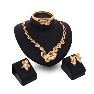 China 2021 high quality classic fashion jewelry sets Christmas gift gold silver rose gold four-piece necklace earrings and bracelets for sale