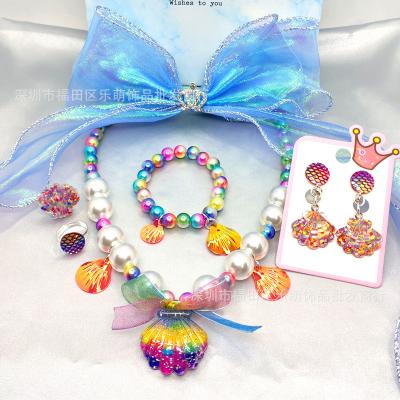 China High Quality Children's Necklace Bracelet Earrings Ring Bow Ribbon Hairpin Little Girl's Jewelry Gift Main Set for sale