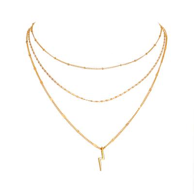 China New Women's Multi-layer Lightning Personality Chain Trendy Fashion Retro Clavicle Pendant Necklace Jewelry for sale