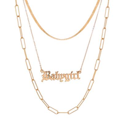 China 2021 fashion hot sale European and American style BABYGIRL temperament simple letter necklace for sale