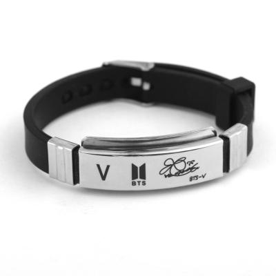 China FASHION Fashionable Black Stainless Steel Silicone Attractive Bracelet For Men for sale